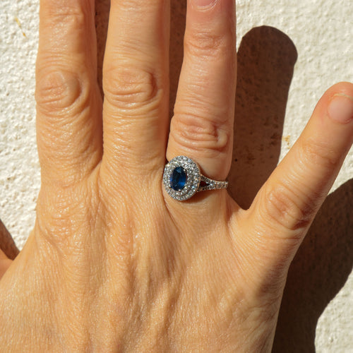 Bague 53 Bague style Marguerite Saphir Diamants 58 Facettes 1