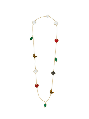 Collier Sautoir Van Cleef & Arpels "Lucky Alhambra" en or jaune et pierres dures. 58 Facettes 30604
