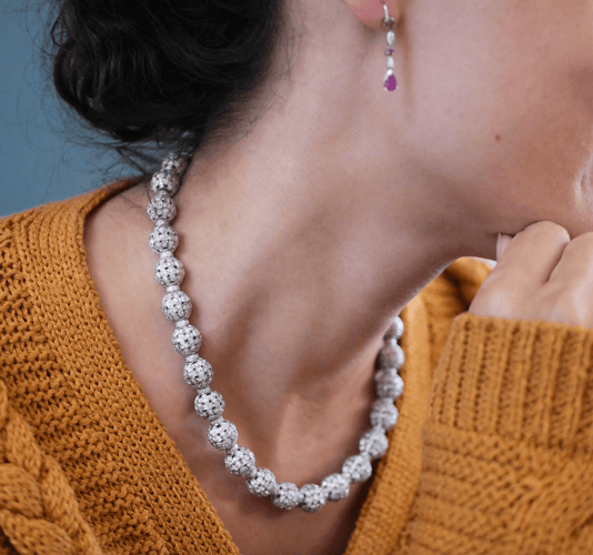 Collier Collier "Disco Ball" Or blanc - Diamants 58 Facettes