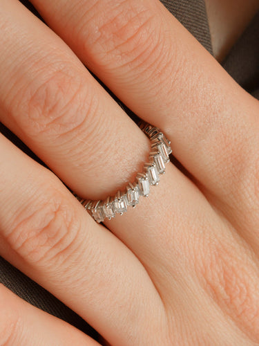 Bague 51 Alliance en platine et diamants taille baguette 58 Facettes