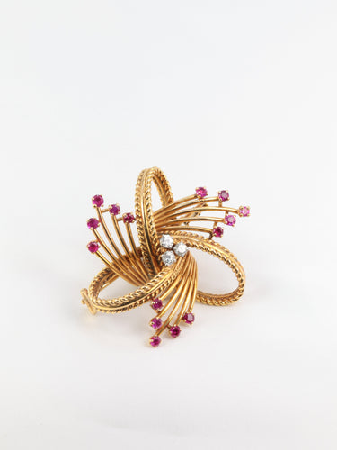 Broche Broche vintage en or, diamants et rubis 58 Facettes 391.11