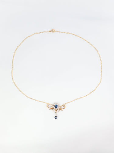 Collier Collier Art Nouveau Fleur saphirs et diamants 58 Facettes 391.15