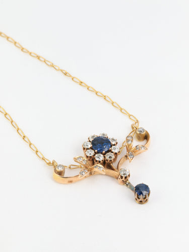 Collier Collier Art Nouveau Fleur saphirs et diamants 58 Facettes 391.15