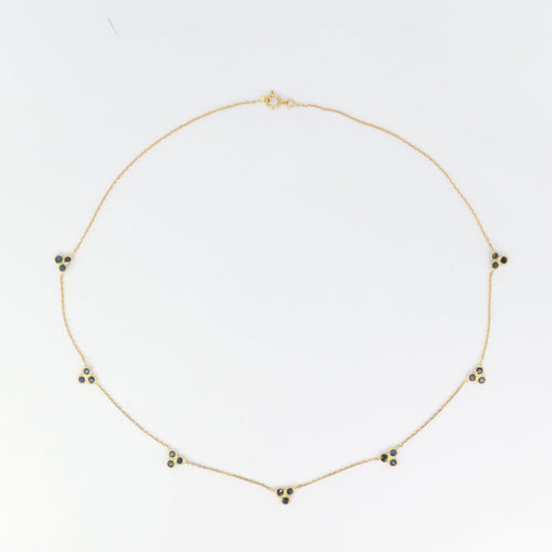 Collier Collier chaîne en or jaune, saphirs bleus 58 Facettes