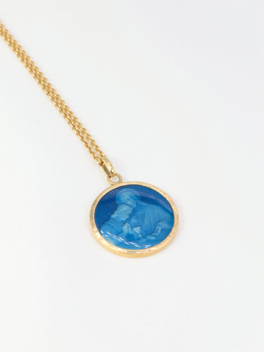 Pendentif Pendentif médaille en or et émail bleu 58 Facettes 304