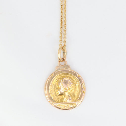 Pendentif Médaille Art nouveau en or jaune 58 Facettes 557