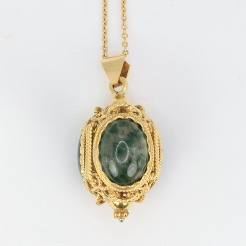 Pendentif Pendentif lanterne cabochons d’agate mousse 58 Facettes