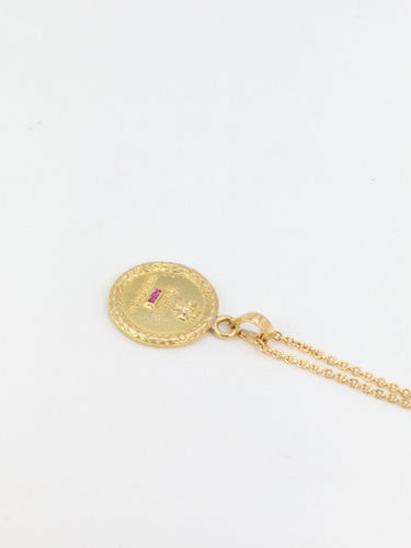 Pendentif Augis - Médaille Amour diamant et rubis 58 Facettes