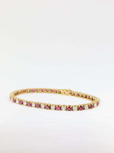 Bracelet Bracelet tennis vintage en or, rubis et diamants 58 Facettes 432