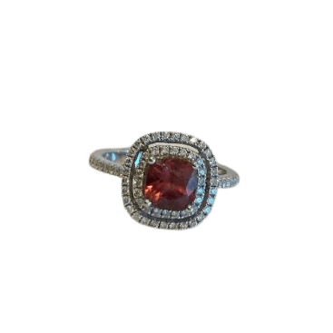 Bague Bague or blanc 18ct saphir orange & diamant 58 Facettes CEY2