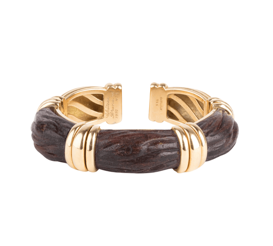 Bracelet Bracelet jonc OJ Perrin en or jaune et bois d'amourette 58 Facettes 0