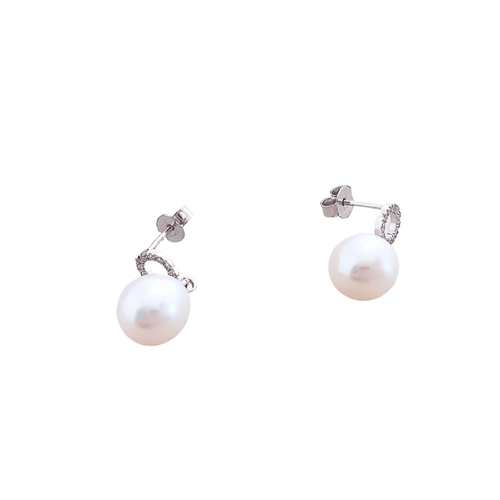Boucles d'oreilles Boucles d'oreilles Perles de culture Diamants Or Blanc 58 Facettes AA 1538