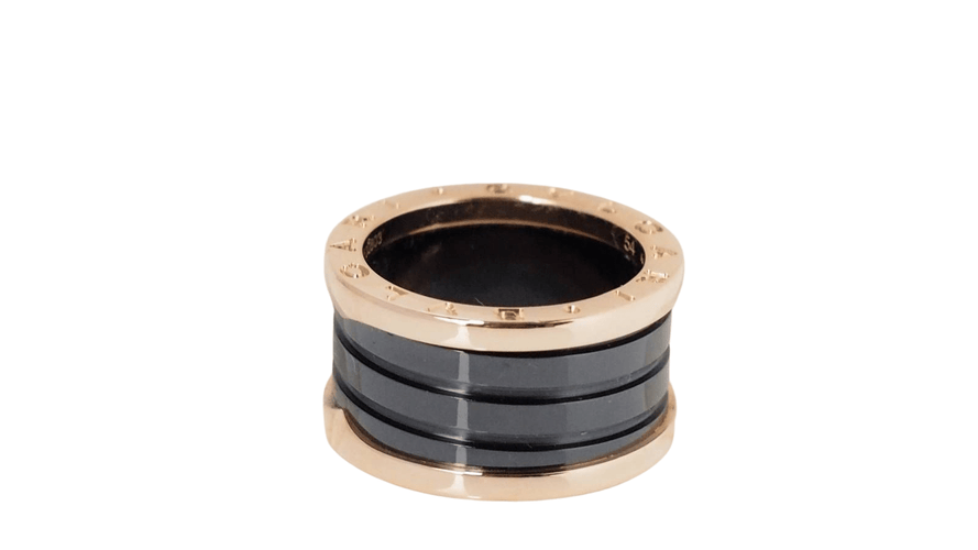 Bague 54 Bague Bulgari en or rose et céramique noir 58 Facettes 31946