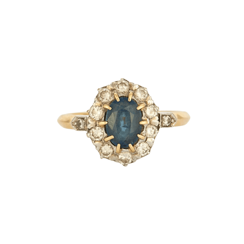 Bague Bague en or jaune et or gris Saphir et diamants 58 Facettes DV0536-2