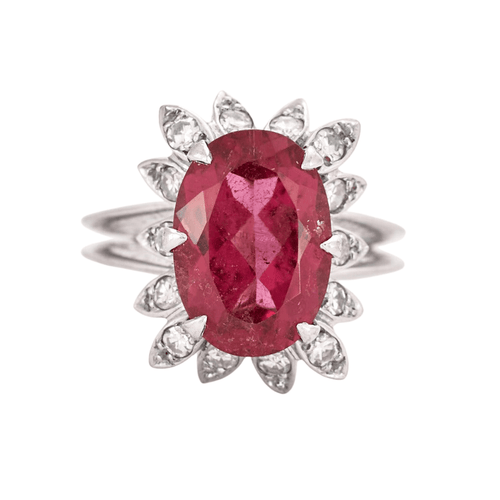 Bague Bague cocktail en or gris Tourmaline et diamants 58 Facettes DV0551-3
