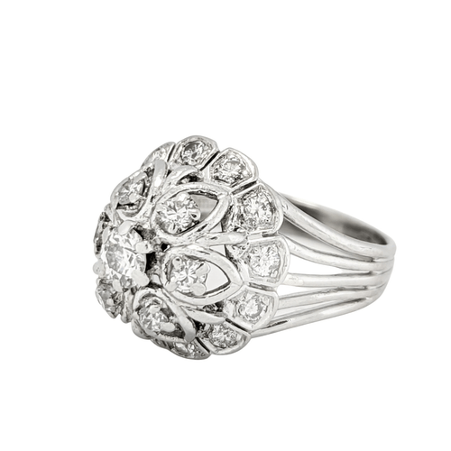 Bague Bague Dôme en or blanc platine et diamants 58 Facettes 15926