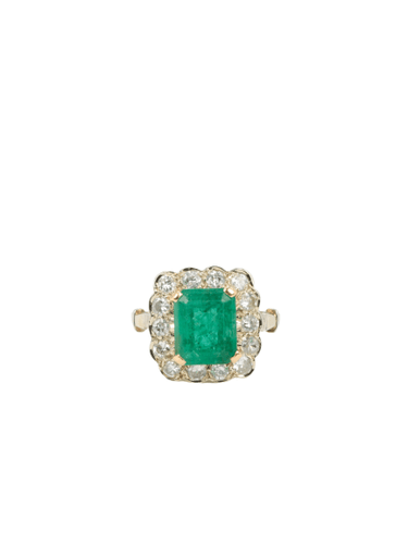 Bague Bague marguerite émeraude, diamants 58 Facettes 381