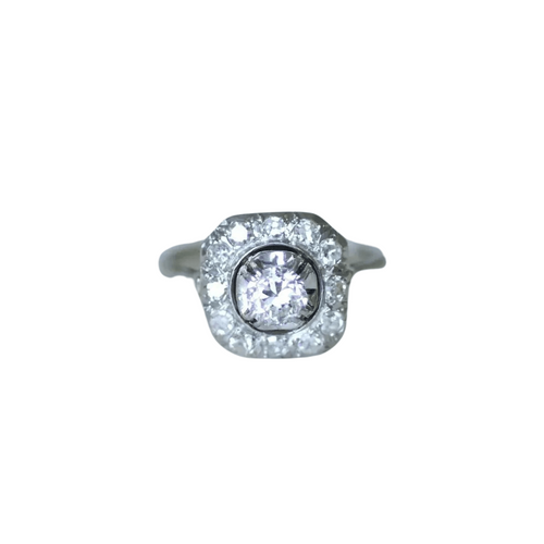 Bague 52 Bague Art Déco Or blanc Platine Diamants 58 Facettes