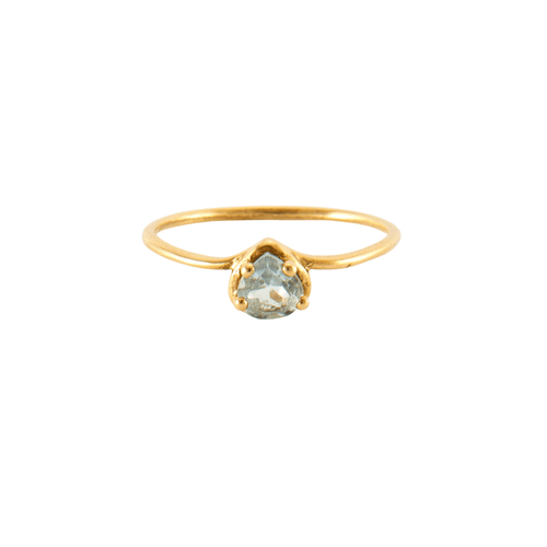 Bague 54 Bague or jaune & aigue marine 58 Facettes