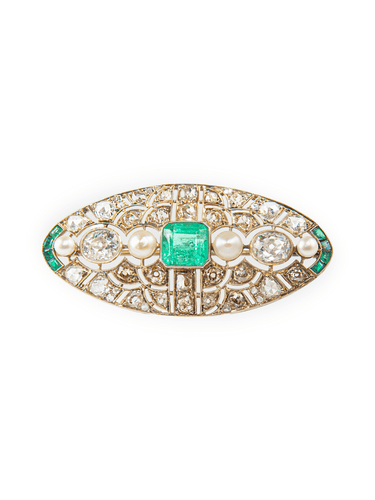 Broche Broche Emeraude de Colombie et Diamants 58 Facettes