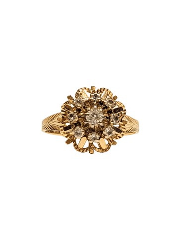 Bague Bague fleur en or et pierres blanches 58 Facettes