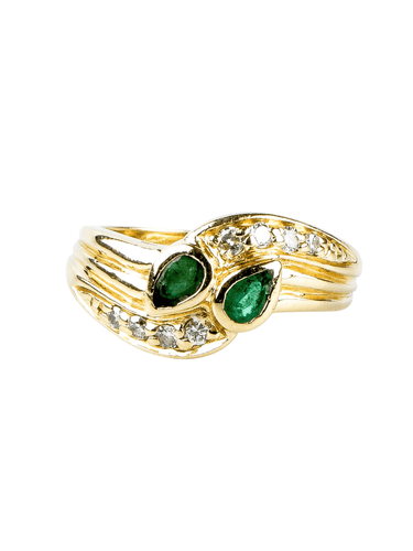 Bague 52 Bague diamants émeraudes en or massif 58 Facettes