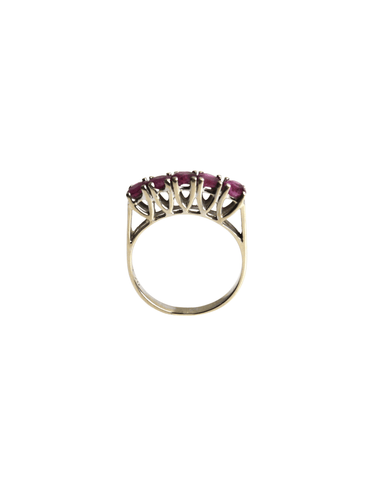 Bague 52 Demie-Alliance Vintage en Or Blanc et Rubis 58 Facettes