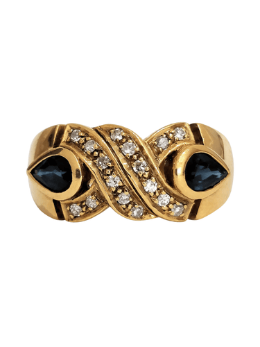 Bague 58 Bague entrecroisée saphirs poire et diamants 58 Facettes 1-150/7
