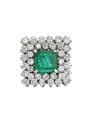 Bague 56 Bague or blanc émeraude diamants 58 Facettes 1-918/1