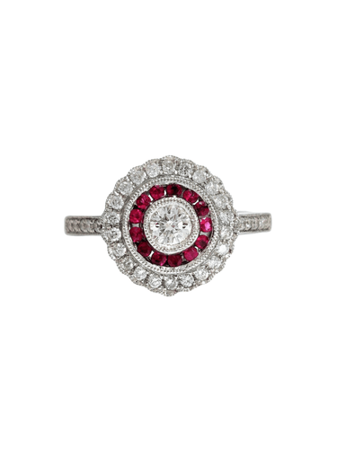 Bague 54 Bague style art déco rubis et diamants 58 Facettes 1-847/1