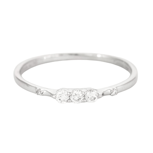 Bague MAUBOUSSIN- Trois grains d'amour. Or gris et diamants. 58 Facettes DV0566-2