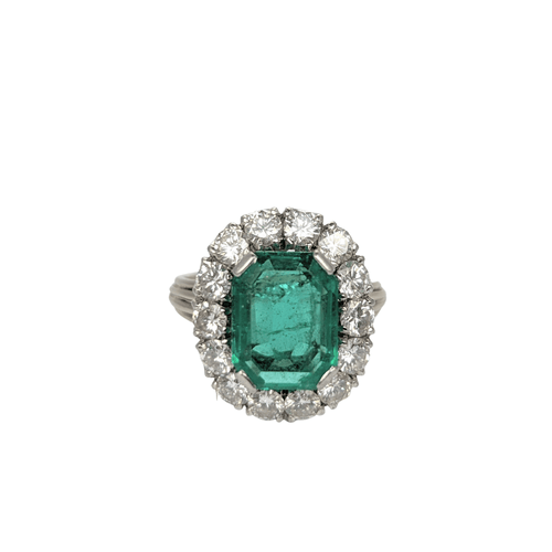 Bague 57 Bague Pompadour or blanc Emeraude et diamants 58 Facettes