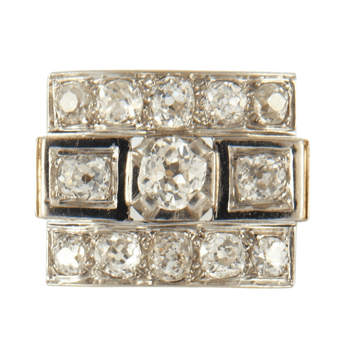Bague 55 Bague tank or jaune & platine, diamants 58 Facettes