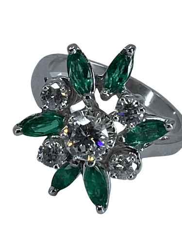Bague Bague de fiançailles diamants, émeraudes 58 Facettes