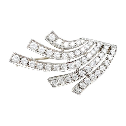 Broche Broche Chaumet "Volutes" en or blanc, diamants. 58 Facettes 30164