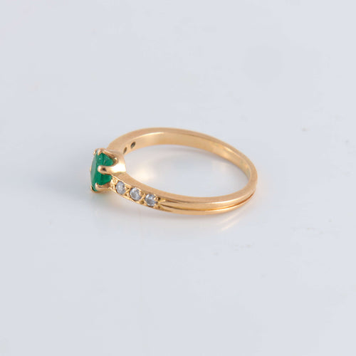 Bague 52 Bague Emeraude épaulée de Diamants 58 Facettes FM64