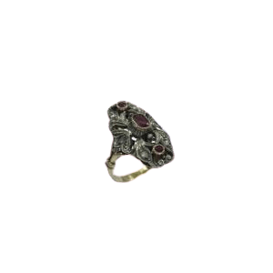 Bague 57 Bague Marquise Or Argent Diamants Et Rubis 58 Facettes 988547