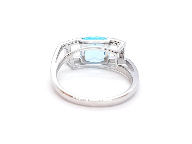 Bague 54 Bague Or blanc Topaze 58 Facettes 00710CN