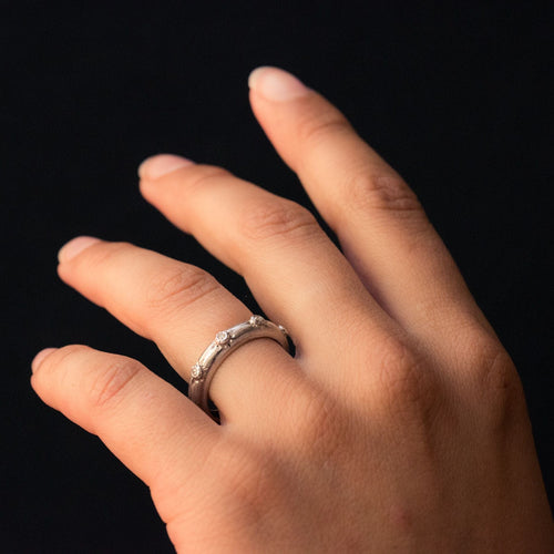 Bague 54 Bague or blanc satiné diamants 58 Facettes ANSETAB-54