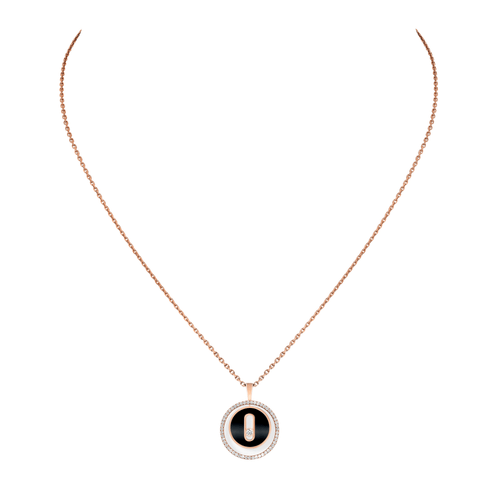 Collier Messika - Collier Lucky Move onyx/diamants Or rose 58 Facettes