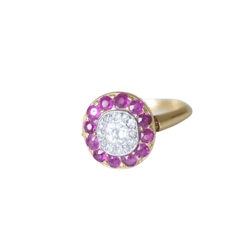 Bague Bague cible diamants et rubis 58 Facettes