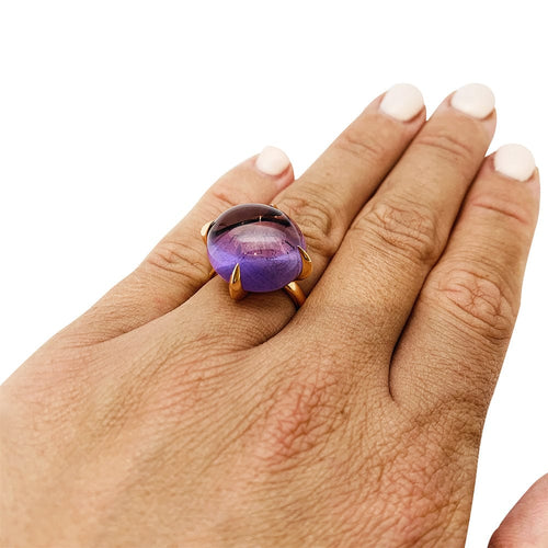 Bague 50 Bague Pomellato "Veleno" or rose et améthyste. 58 Facettes 30591