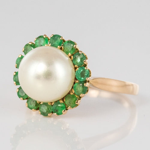 Bague 49 Bague perle et émeraudes 58 Facettes 14-134-8324887-49