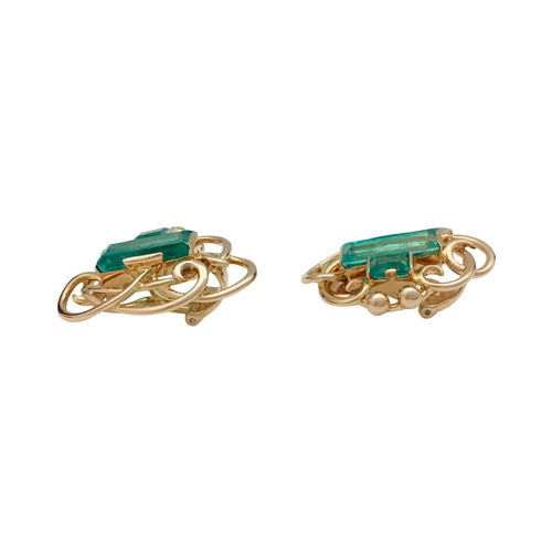 Boucles d'oreilles Boucles d'oreilles vintage, or jaune et émeraudes. 58 Facettes 29015