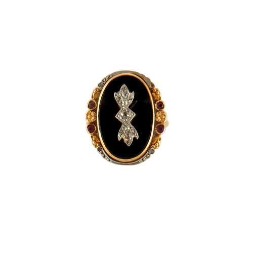 Bague 52 Bague en Or jaune, diamants &  rubis 58 Facettes