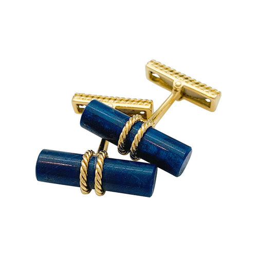 Boutons de manchette Boutons de manchette bâtonnets en or jaune et lapis lazuli. 58 Facettes 30193