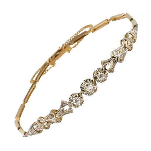 Bracelet Bracelet ancien ligne motif floral serti de diamants 58 Facettes 19-053