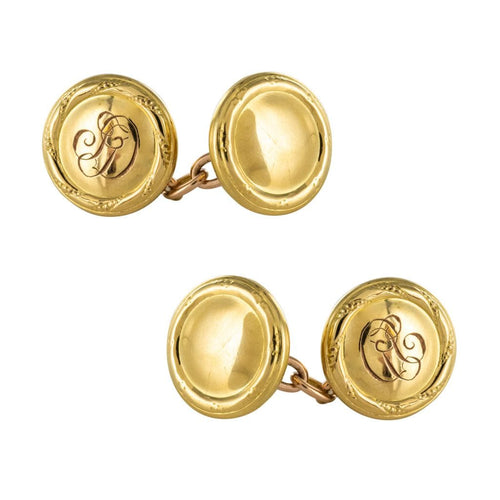 Boutons de manchette Boutons de manchettes ronds en or 58 Facettes 19-233