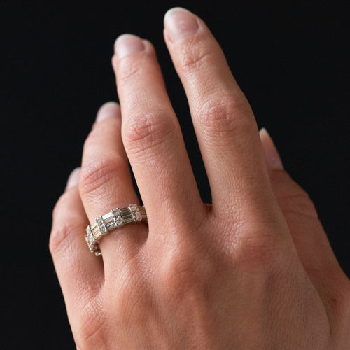 Bague 55 Alliance diamants baguettes et diamants brillants 58 Facettes 16-130-55