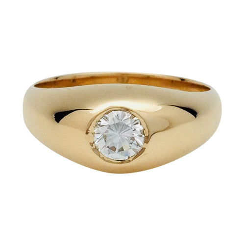 Bague 59 Bague chevalière en or jaune et diamant, 0,50 carat environ. 58 Facettes 28586